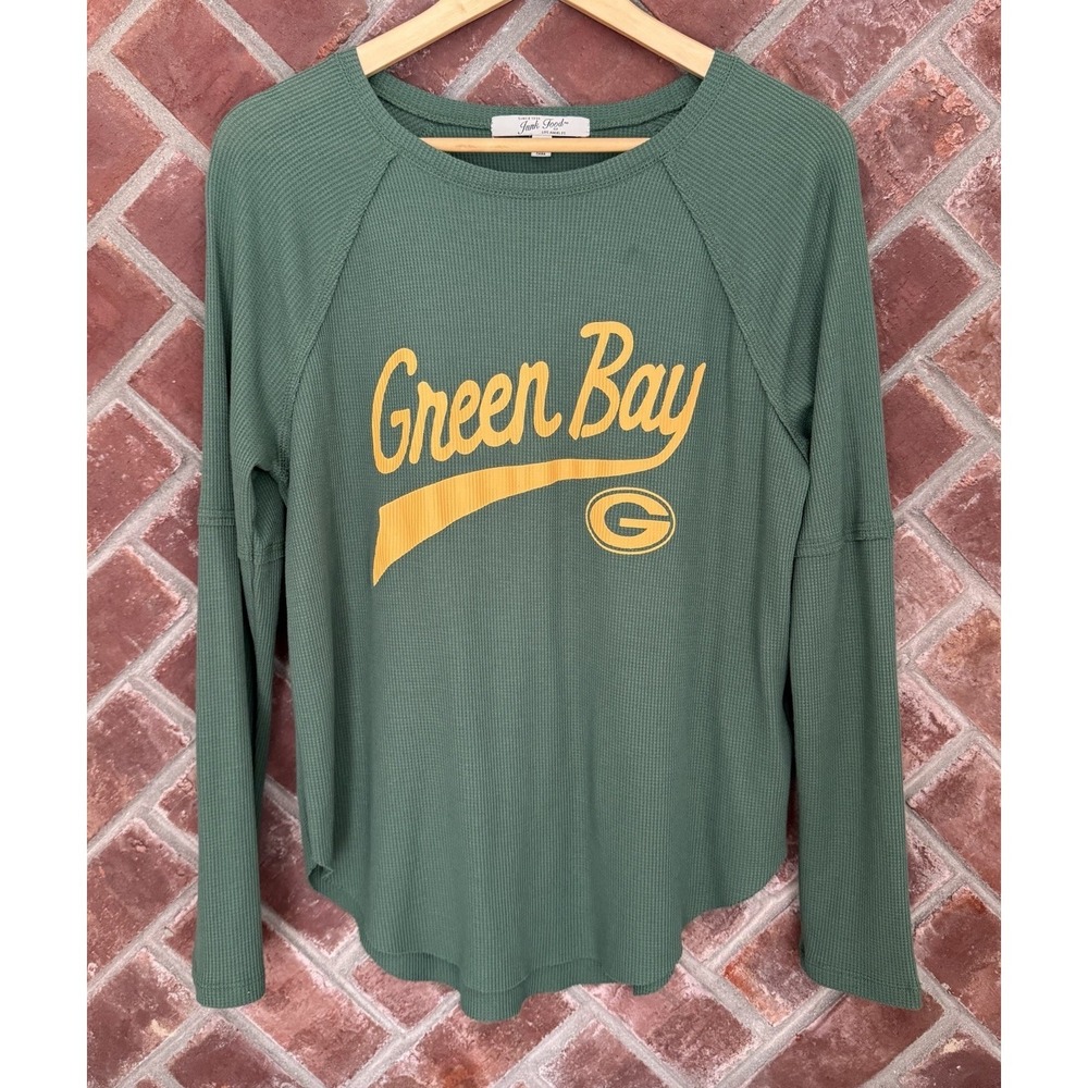 Women's Green Bay Packers Junk Food Thermal Shirt Large‎ Green Soft Long Sleeve